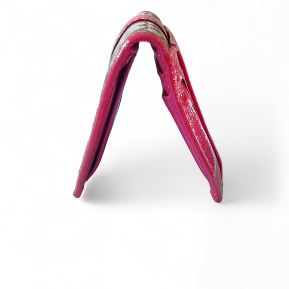 Coach Signature Canvas & Pink Leather Fold Over Wallet - Picture 3 of 7